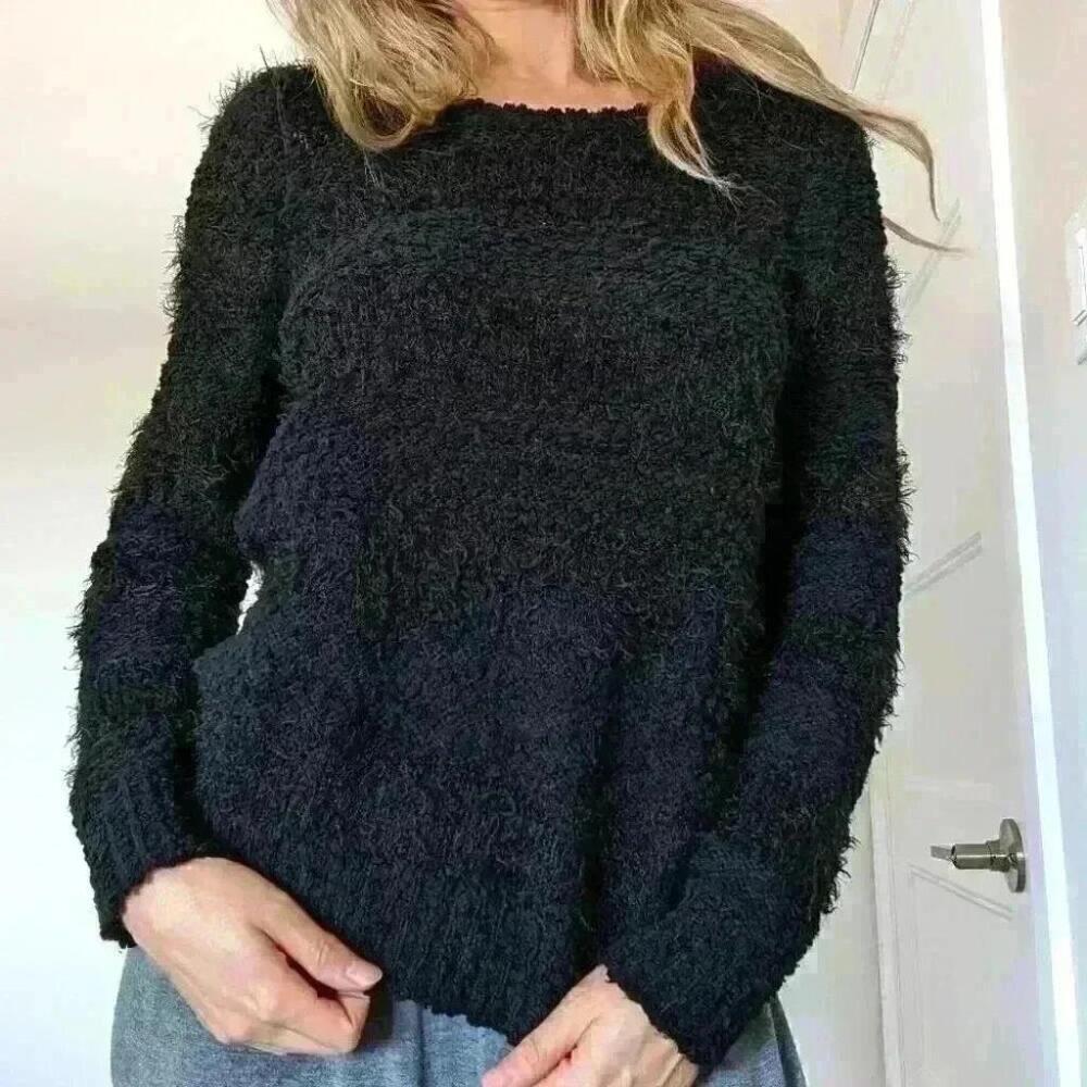 Denver Hayes, Fuzzy Sweater, Top, Black Size Large